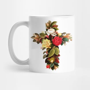 Easter Christian Cross Of Roses Cut Out Mug